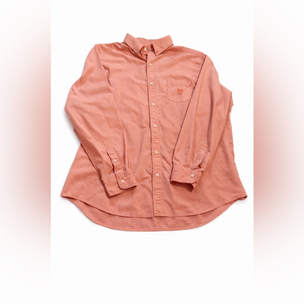 Chaps Easy Care Button Down Shirt Mens XXL Salmon Orange Long Sleeve Classic Fit